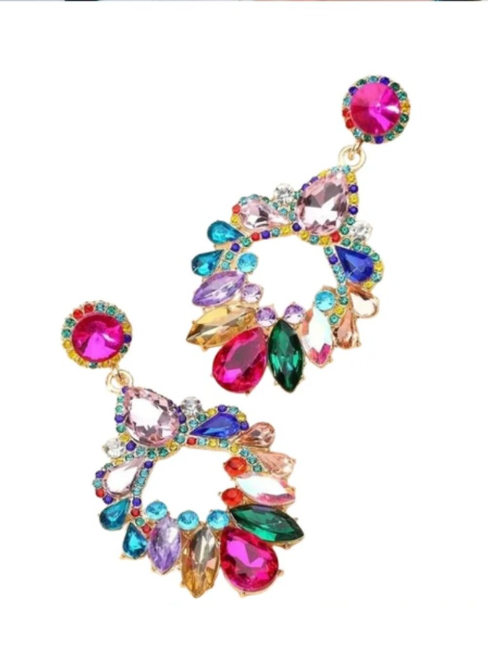 NWOT Colorful Vintage Crystal Drop Earrings